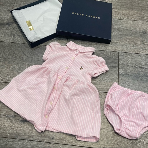 Ralph Lauren Light Pink Polo Dress & Bottoms Size 6 Months - Picture 2 of 5